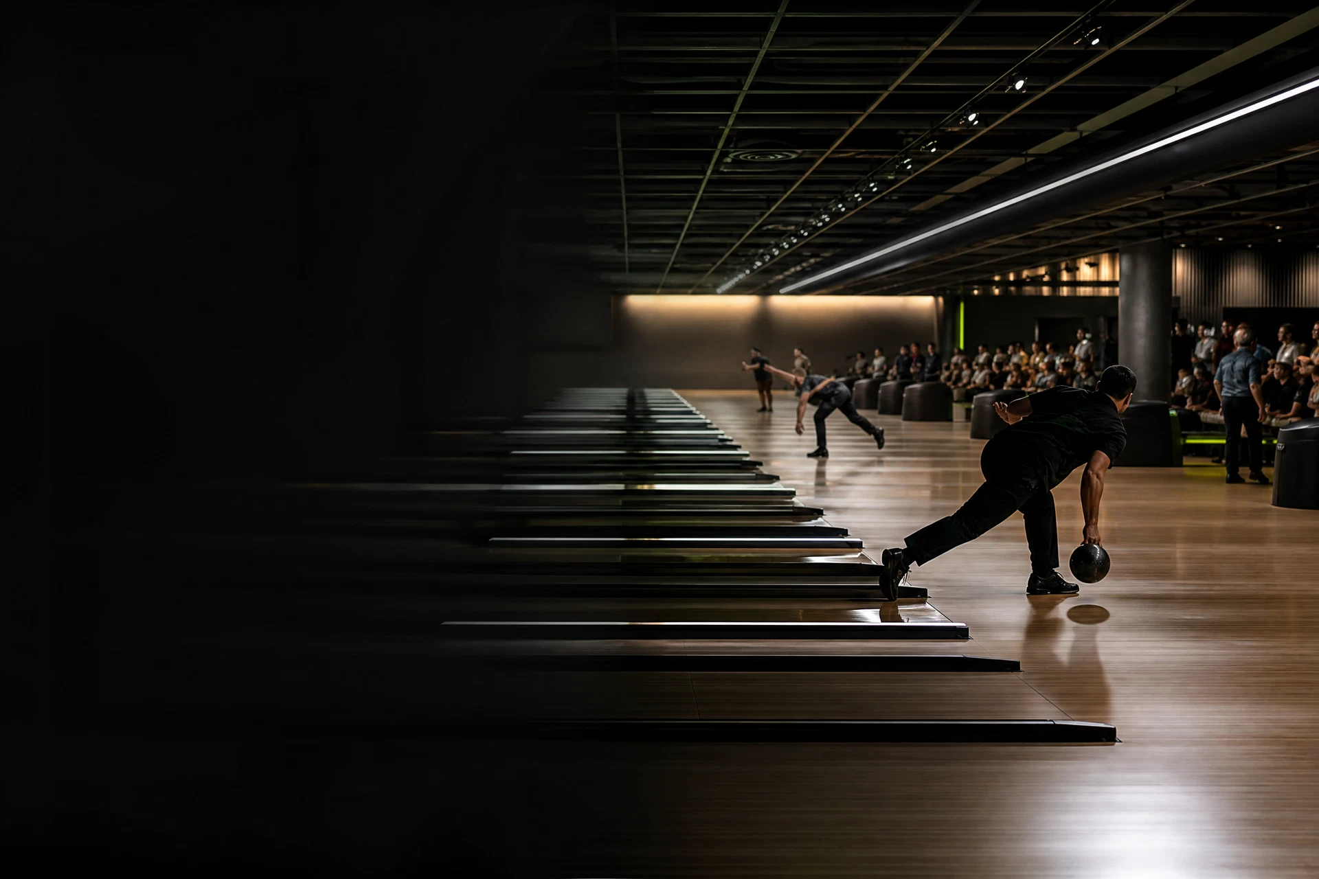 Imagen editorial ilustrativa de circuito de bowling